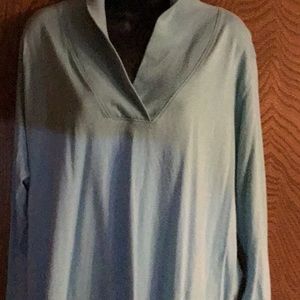 Roaman’s  1X 100% cotton long sleeves blue shirt